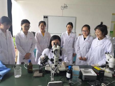 宋丽娟老师正在指导学生实验